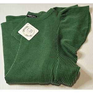 NWT Heimish Boutique Short Sleeve Ribbed Top Ruffle Sleeves Kelly Green Small‎
